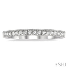 1/5 ctw Milgrain Wall Round Cut Diamond Wedding Band in 14K White Gold