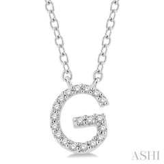 1/20 Ctw Initial 'G' Round Cut Diamond Pendant With Chain in 14K White Gold