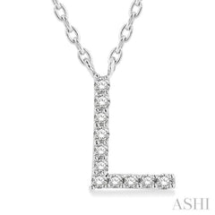 1/20 Ctw Initial 'L' Round Cut Diamond Pendant With Chain in 14K White Gold