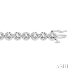 5 Ctw Round Cut Diamond Halo Bracelet in 14K White Gold