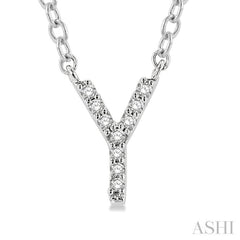 1/20 Ctw Initial 'Y' Round Cut Diamond Pendant With Chain in 14K White Gold