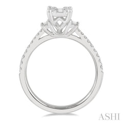 5/8 ctw Fusion Baguette and Round Cut Diamond Fashion Ring in 14K White Gold