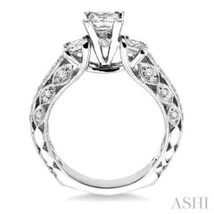 3/4 Ctw Diamond Semi-Mount Engagement Ring in 14K White Gold