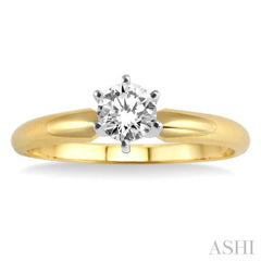 Round Cut Diamond Solitaire Ring in 14K Yellow Gold