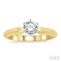 Round Cut Diamond Solitaire Ring in 14K Yellow Gold