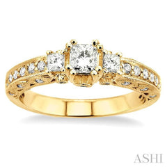 1/2 Ctw Diamond Semi-Mount Engagement Ring in 14K Yellow Gold