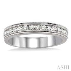 3/8 Ctw Round Cut Diamond Wedding Band in 14K White Gold