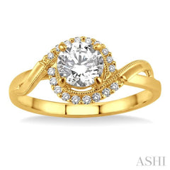 1/3 Ctw Diamond Engagement Ring with 1/5 Ct Round Cut Center Stone in 14K Yellow Gold