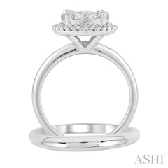 3/4 Ctw Diamond Lovebright Wedding Set with 3/4 Ctw Engagement Ring and Shadow Band in 14K White Gold