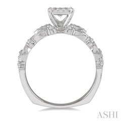 3/8 Ctw Princess Cut Diamond Lovebright Engagement Ring in 14K White Gold