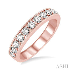 3/4 Ctw Round Cut Diamond Wedding Band in 14K Rose Gold