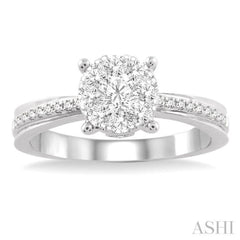 3/4 Ctw Lovebright Round Cut Diamond Engagement Ring in 14K White Gold