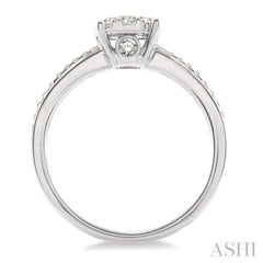 3/4 Ctw Lovebright Round Cut Diamond Engagement Ring in 14K White Gold