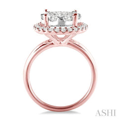 1 1/2 Ctw Lovebright Round Cut Diamond Engagement Ring in 14K Rose and White Gold