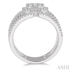 1 Ctw Round Shape Mount Lovebright Round Cut Diamond Ring in 14K White Gold