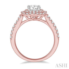 1/2 Ctw Diamond Engagement Ring with 1/4 Ct Round Cut Center Stone in 14K Rose and White Gold