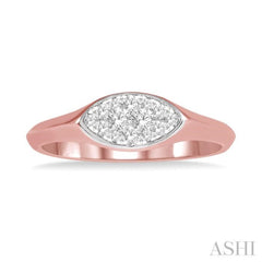 1/5 ctw Marquise Shape Lovebright Round Cut Diamond Ring in 14K Rose and White Gold