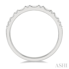 1/3 Ctw Alternating Baguette and Round Cut Diamond Wedding Band in 14K White Gold