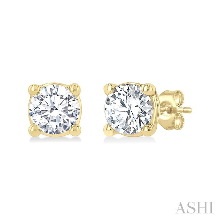 1/3 Ctw Round Cut Diamond Stud Earrings in 14K Yellow Gold