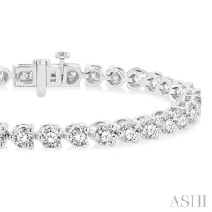 7 Ctw Tri-Prong Round Cut Diamond Bracelet in 14K White Gold