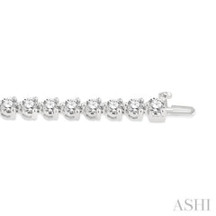 7 Ctw Tri-Prong Round Cut Diamond Bracelet in 14K White Gold