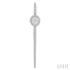 1 ctw Oval Shape Accent Lovebright Round Cut Diamond Long Earring in 14K White Gold