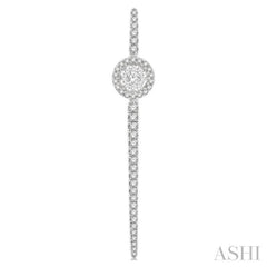 1 Ctw Round Shape Accent Lovebright Round Cut Diamond Long Earring in 14K White Gold