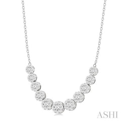 1 1/2 Ctw Round Cut Lovebright Diamond Necklace in 14K White Gold