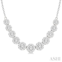 1 1/2 Ctw Round Cut Lovebright Diamond Necklace in 14K White Gold