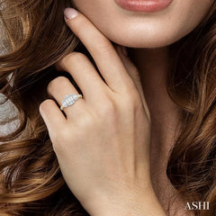 7/8 Ctw Tri-Mount Fusion Baguette and Round Cut Diamond Engagement Ring in 14K Yellow and White gold