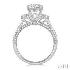 3/4 ctw Circular Shape Past, Present & Future Round Cut Diamond Semi-Mount Engagement Ring in 14K White Gold