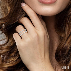 5/8 Ctw Baguette and Round Cut Diamond Insert Ring in 14K White Gold