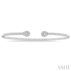 1/2 Ctw Pear Shape Open End Round Cut Diamond Stackable Cuff Bangle in 14K White Gold