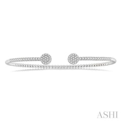 1/2 Ctw Circular Shape Open End Round Cut Diamond Stackable Cuff Bangle in 14K White Gold