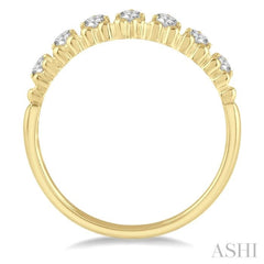 1/3 ctw Lined Circular Mount Round Cut Diamond Fashion Stackable Band in 14K Yellow Gold