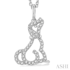 1/8 ctw Petite Dog Motif Round Cut Diamond Fashion Pendant With Chain in 10K White Gold