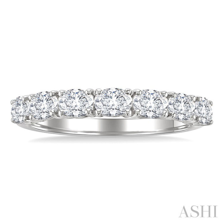 1 Ctw East-West Oval Cut Diamond Fashion Band in 14K White Gold