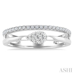 1/4 Ctw Double Row Pear Shape Lovebright Round Cut Diamond Ladies Ring in 10K White Gold