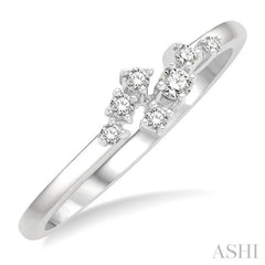 1/8 Ctw Petite Open Center Scatter Round Cut Diamond Fashion Ring in 14K White Gold