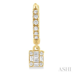 1/3 ctw Petite Square Shape Fusion Diamond Fashion Huggies in 10K Yellow Gold