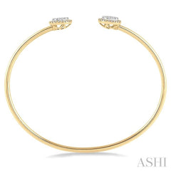 5/8 Ctw Lovebright Round Open Cuff Diamond Bangle in 14K Yellow and White Gold