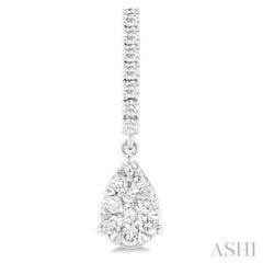 5/8 ctw Pear Drop Round Cut Diamond Earring in 14K White Gold