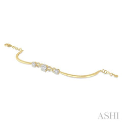 3/4 Ctw Round Cut Diamond Lovebright Bracelet in 14K Yellow & White Gold