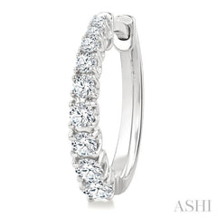 3/4 Ctw Graduated Round Cut Diamond Fashion Hoop Earrings in 14K White Gold