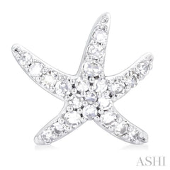 1/5 ctw Petite Starfish Round Cut Diamond Fashion Stud Earring in 10K White Gold