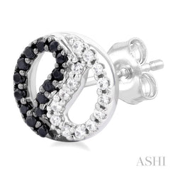 1/5 ctw Petite Yin Yang Black & White Round Cut Diamond Fashion Stud Earring in 10K White Gold