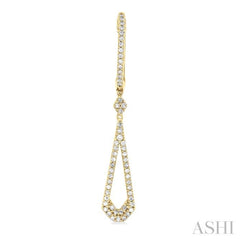 1/3 Ctw Tear Drop Round Cut Diamond Long Earring in 10K Yellow Gold