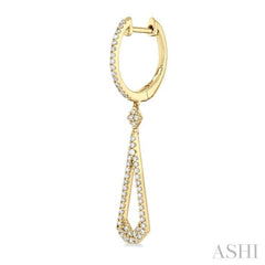 1/3 Ctw Tear Drop Round Cut Diamond Long Earring in 10K Yellow Gold