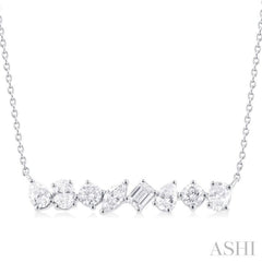 1 1/10 ctw Scatter Multi Cut Diamond Fashion Necklace in 14K White Gold