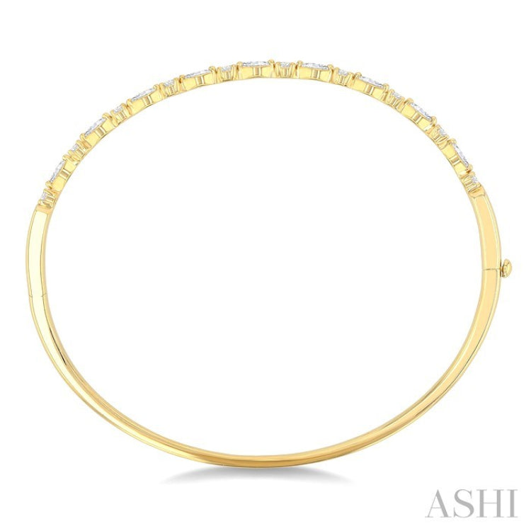 1 Ctw Marquise and Round Cut Diamond Fashion Bangle in 14K Yellow Gold